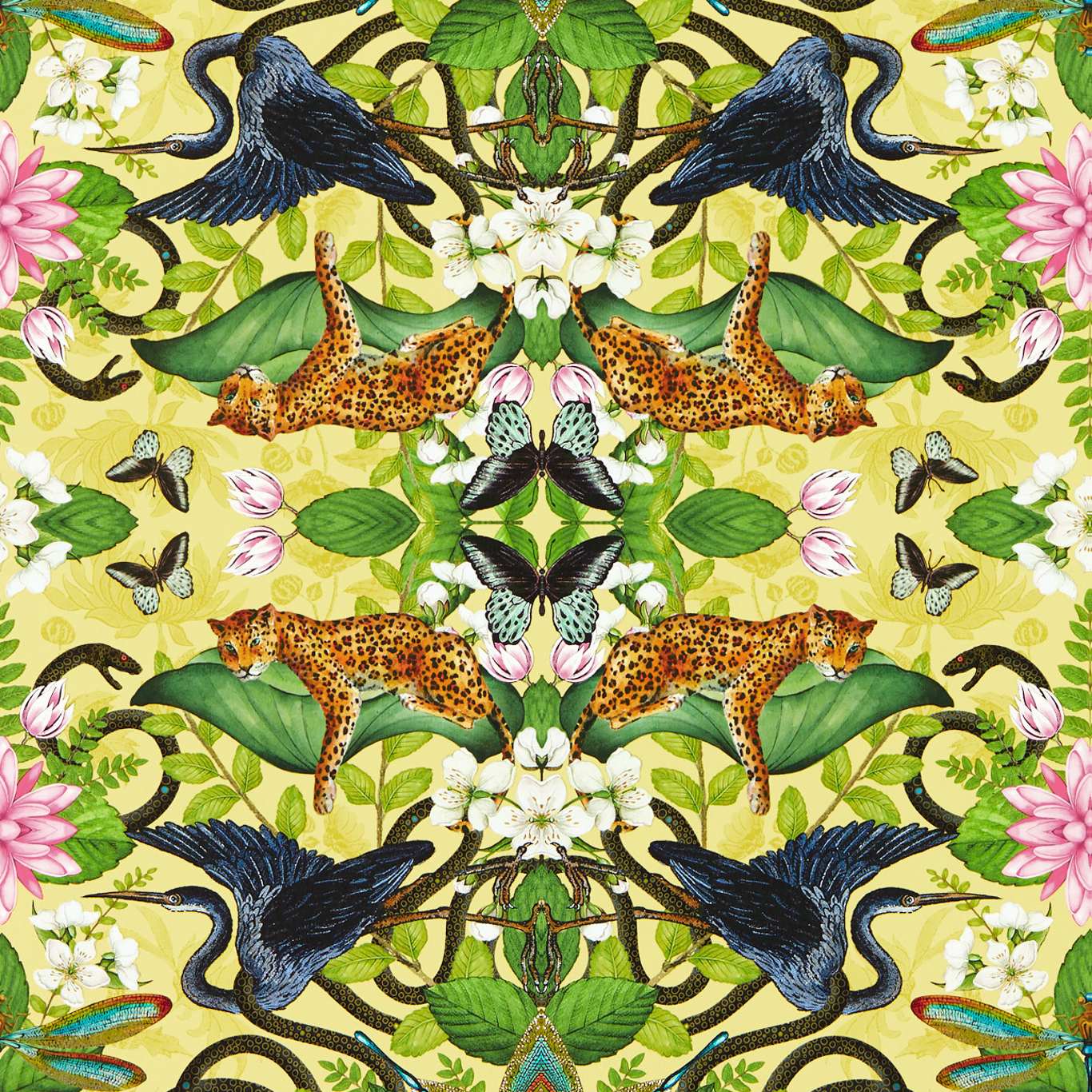 Wonderlust Tea Story Wallpaper - Citron - Clarke & Clarke - W0136/01
