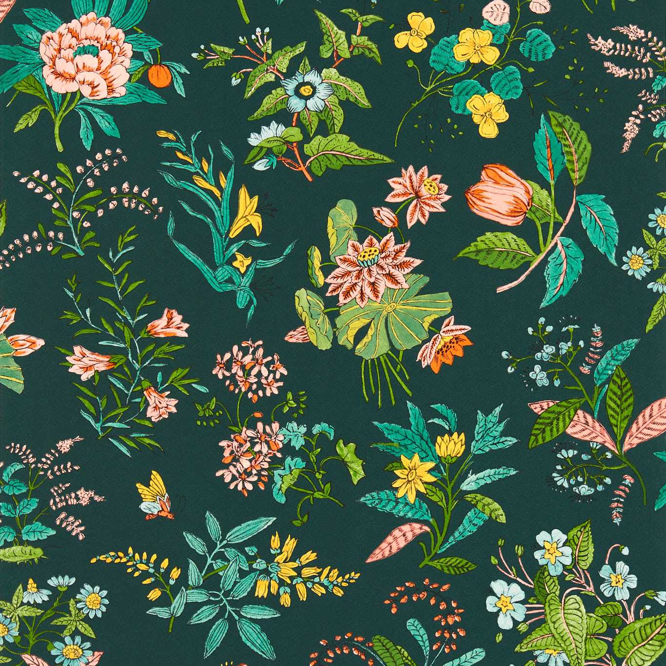 Woodland Floral Wallpaper - Jade/Malachite/Rose Quartz - Harlequin - HSRW113058