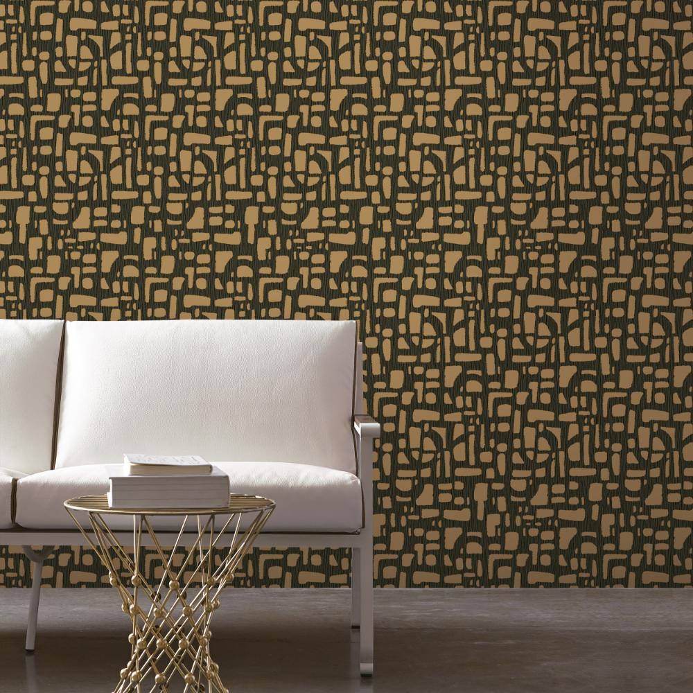 Zen Chunky Geo Wallpaper - Rose Gold / Blue - Galerie - DWP0364 - 04 - Premier Wallcovering