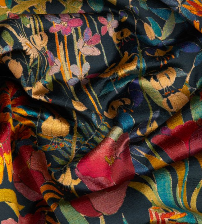 Faria Flowers in Vintage Room Velvet Fabric - Yellow