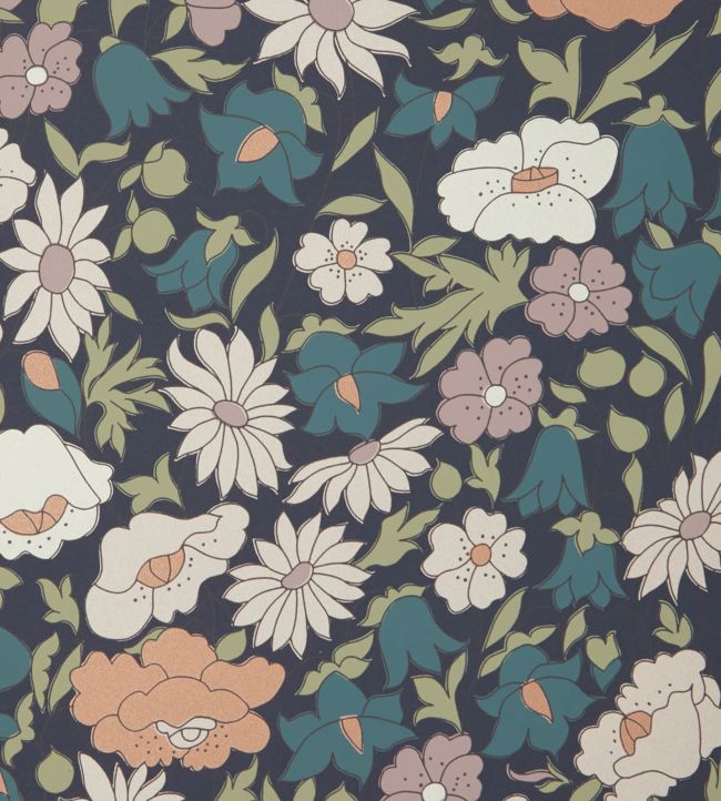 Poppy Meadowfield Wallpaper - Blue - Liberty