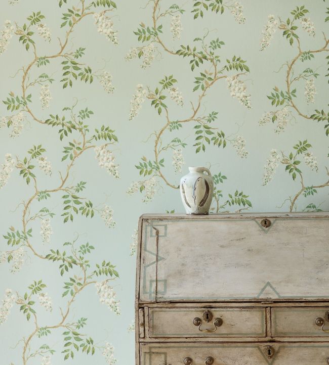 07963/04 - Alderney Wallpaper - Aqua - Colefax & Fowler