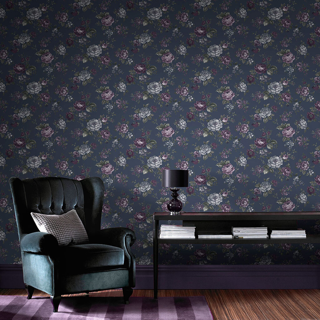 103506 - Muse Wallpaper - French Navy - Graham & Brown