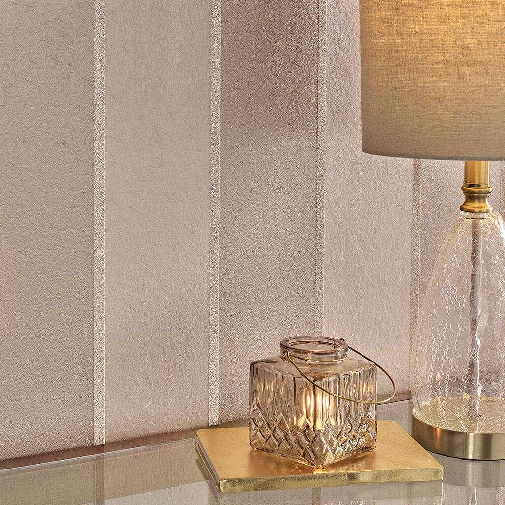 103821 - Baroque Bead Stripe Wallpaper - Champagne - Graham & Brown