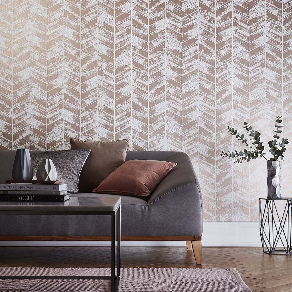 105122 - Insignia Wallpaper - Rose Gold - Graham & Brown