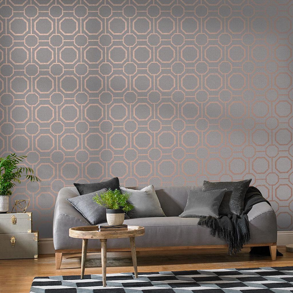 105773 - Sashiko Wallpaper - Rose Gold - Graham & Brown