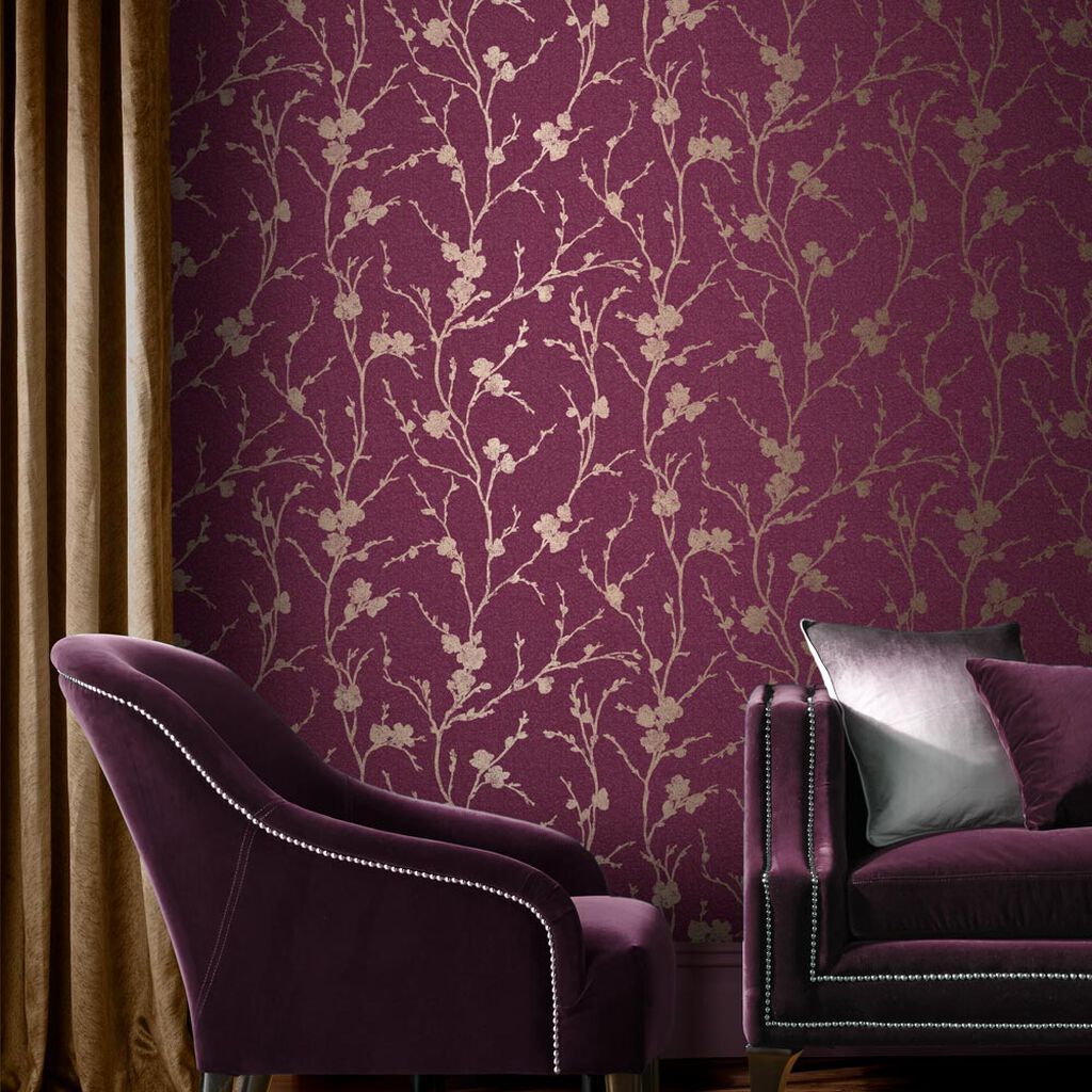 105918 - Meiying Wallpaper - Mauve - Graham & Brown