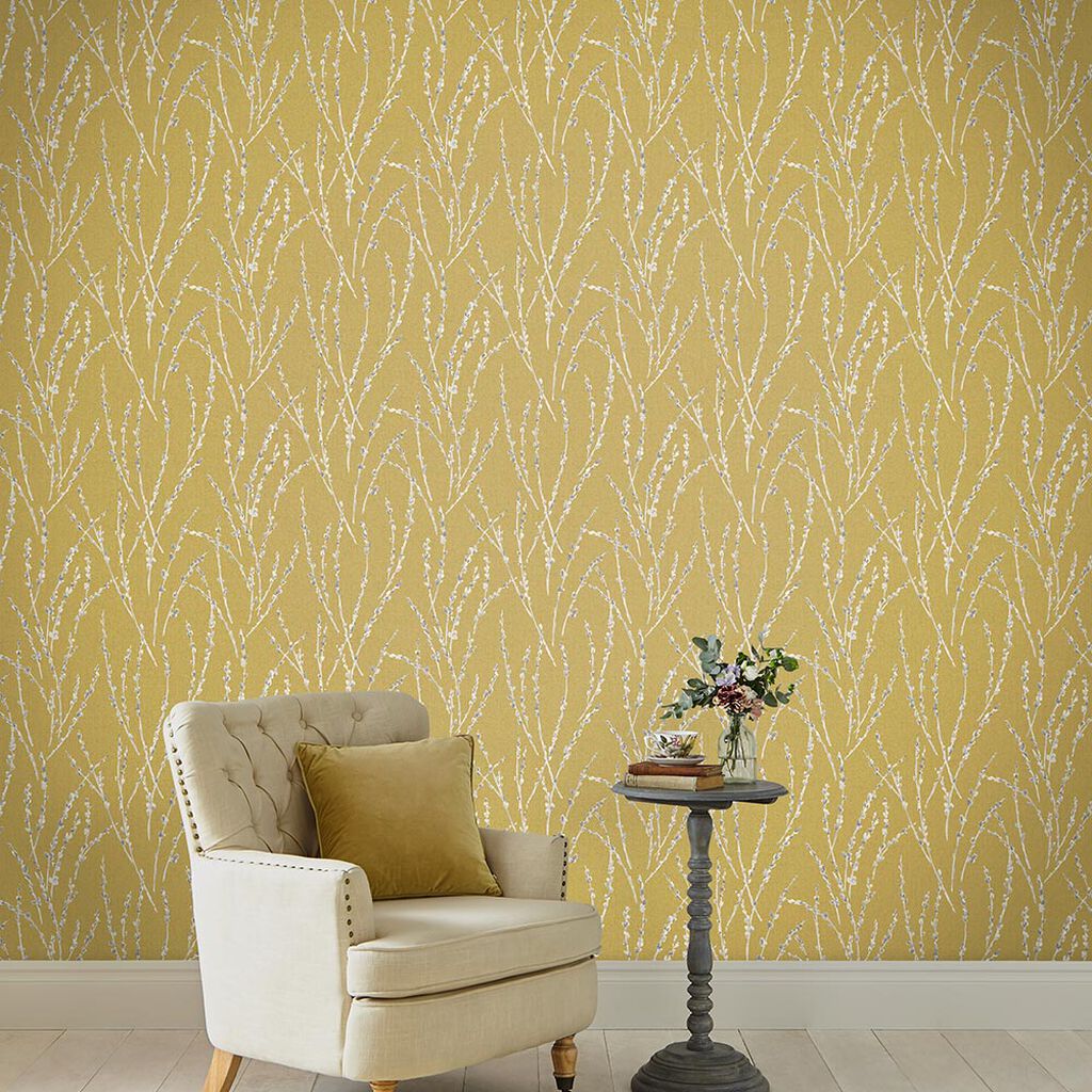 106426 - Floret Wallpaper - Mustard - Graham & Brown