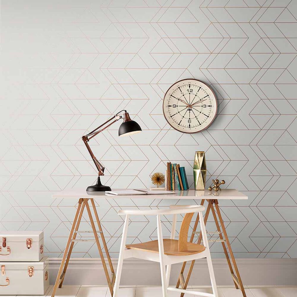 106758 - Balance Wallpaper - White Rose Gold - Graham & Brown