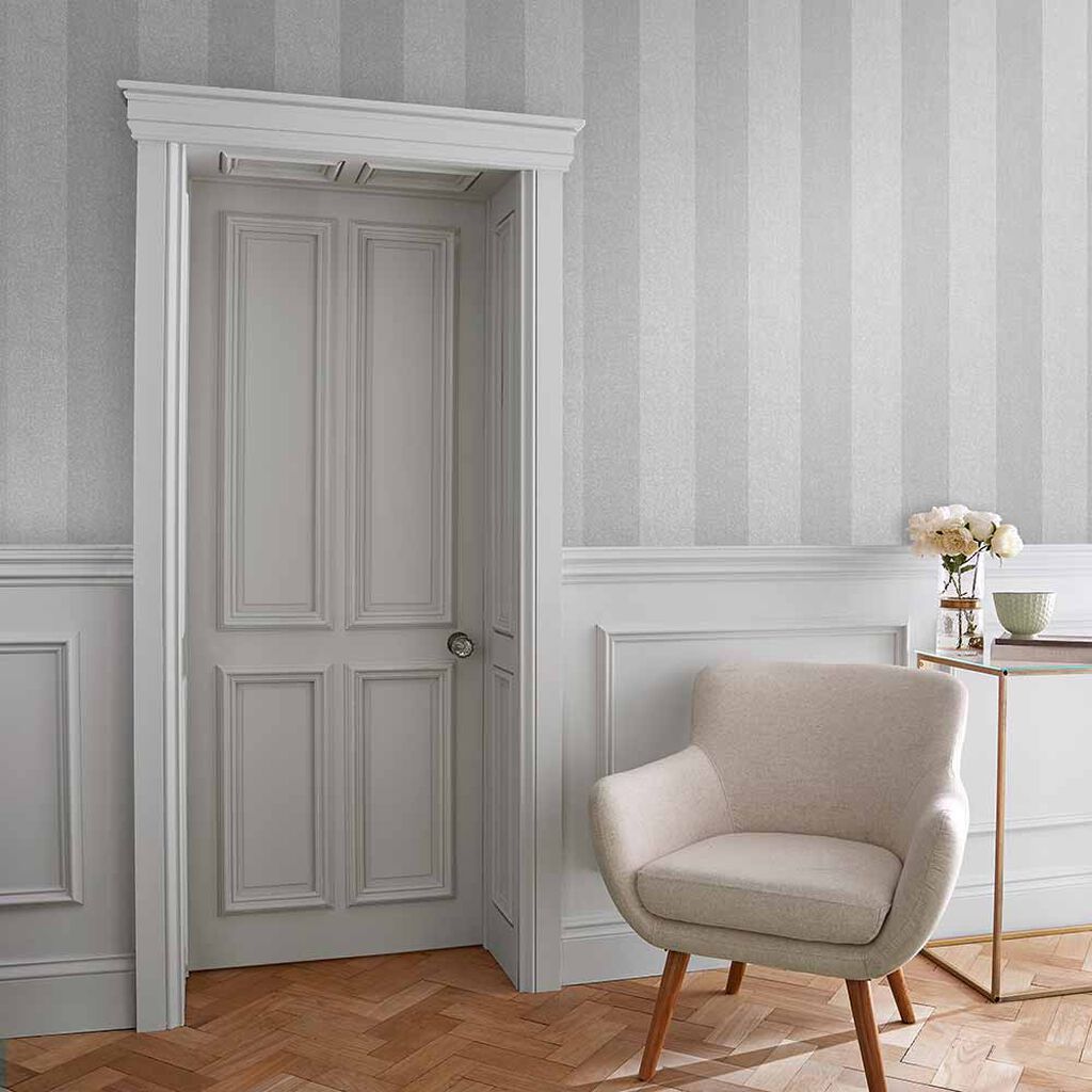 107590 - Heritage Stripe Wallpaper - Grey - Graham & Brown