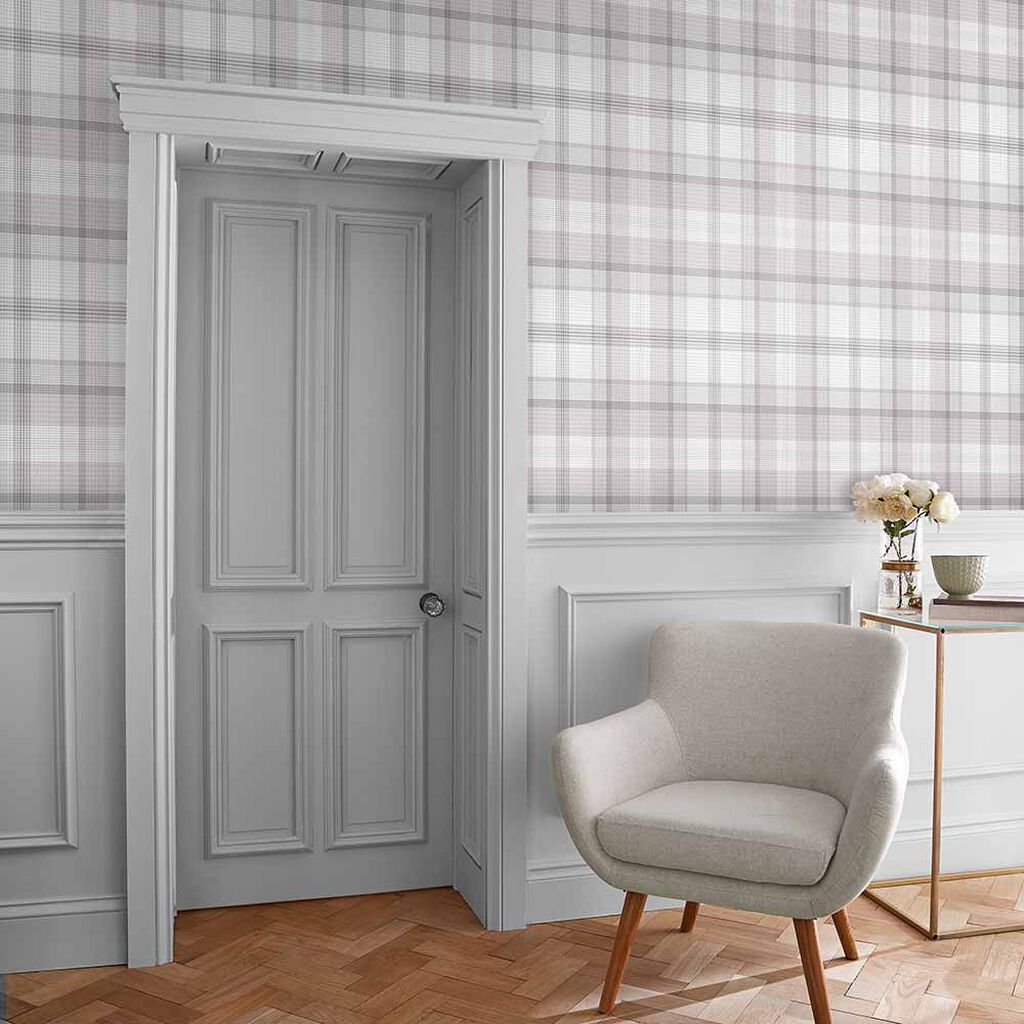 107594 - Heritage Plaid Wallpaper - Grey - Graham & Brown