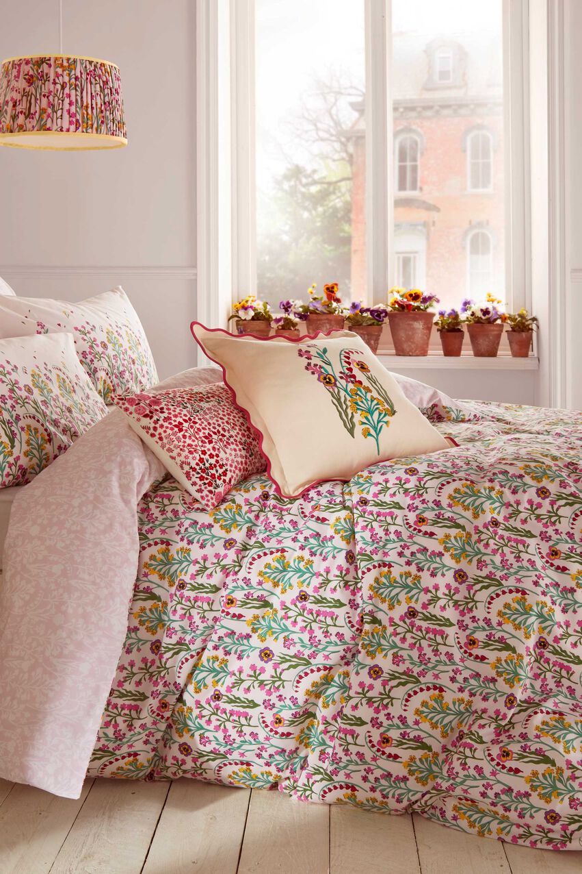Paper Pansies Room Cushion - Pink