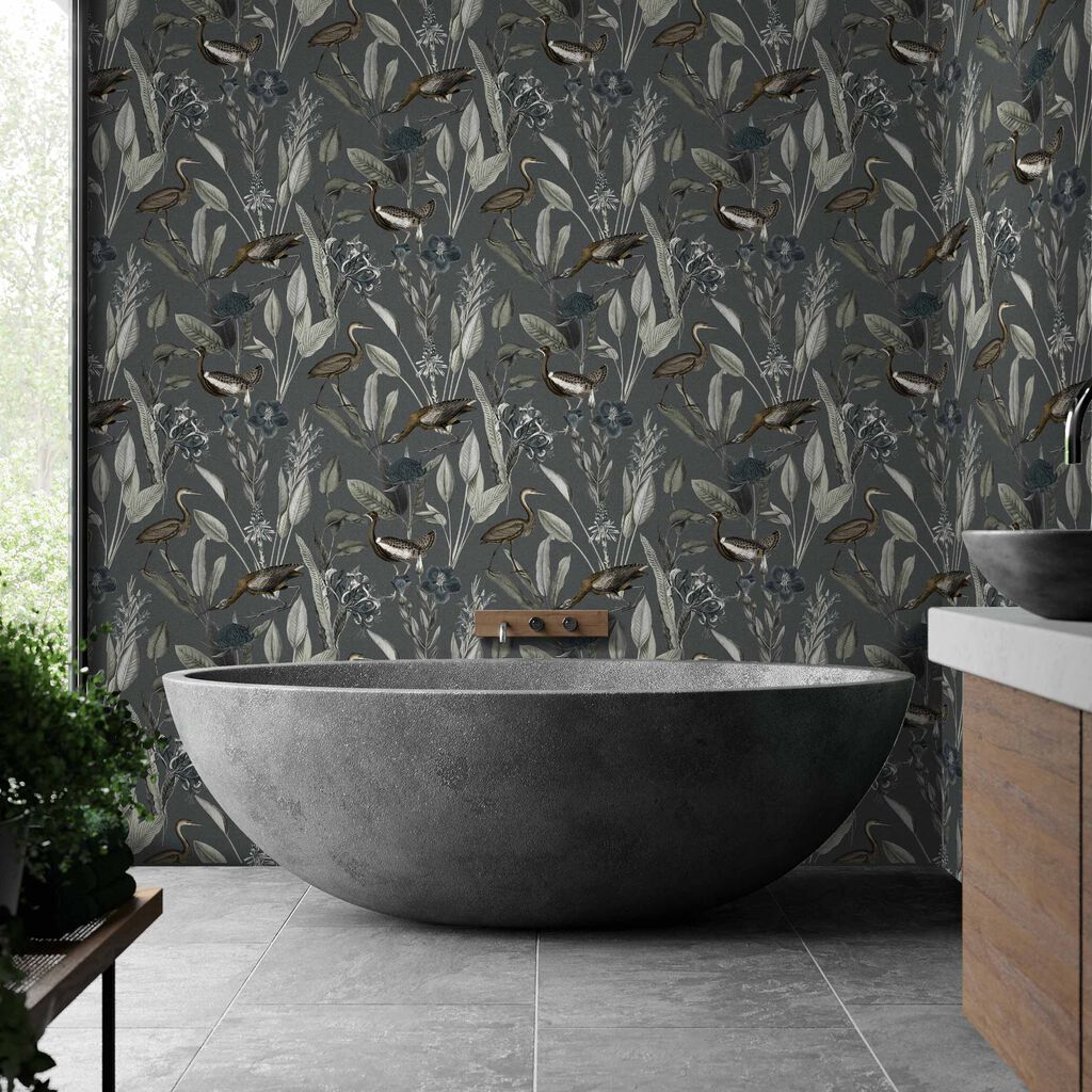 111718 - Glasshouse Wallpaper - Midnight - Graham & Brown