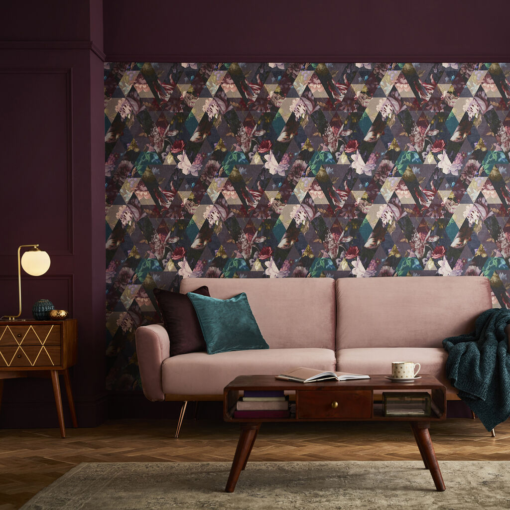112276 - Timepiece Wallpaper - Amethyst - Graham & Brown