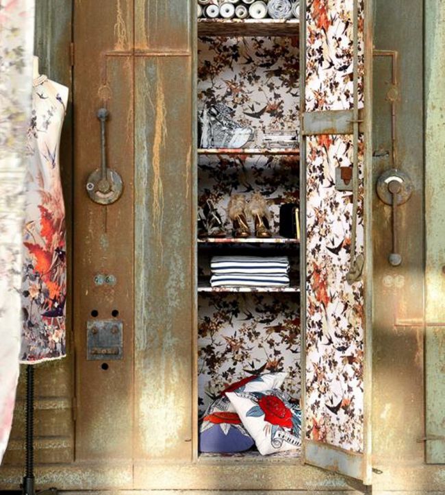 Hirondelles Room Wallpaper - Gray