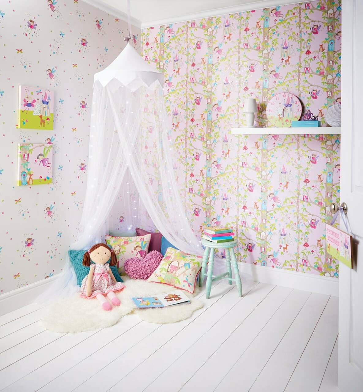 Woodland Fairies Imagine Fun Nursey Room Wallpaper 2 - Pink