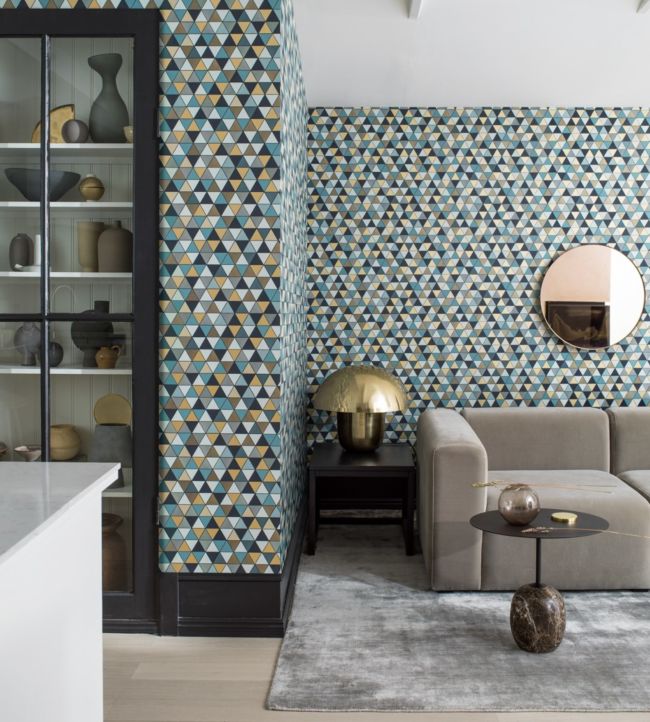 Triangular Room Wallpaper 2 - Blue