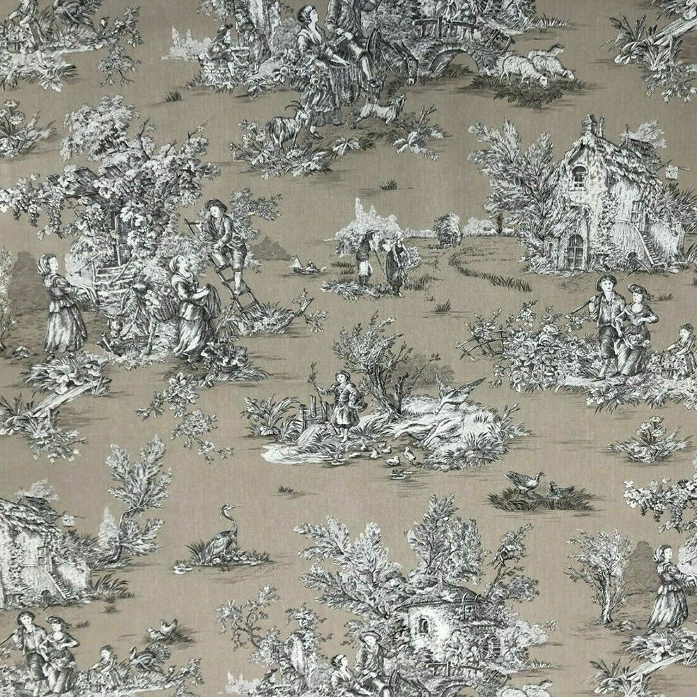 French Pastorale Toile in Beige Room Fabric