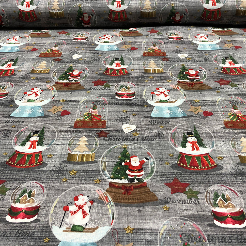 Christmas Time Room Fabric - Gray