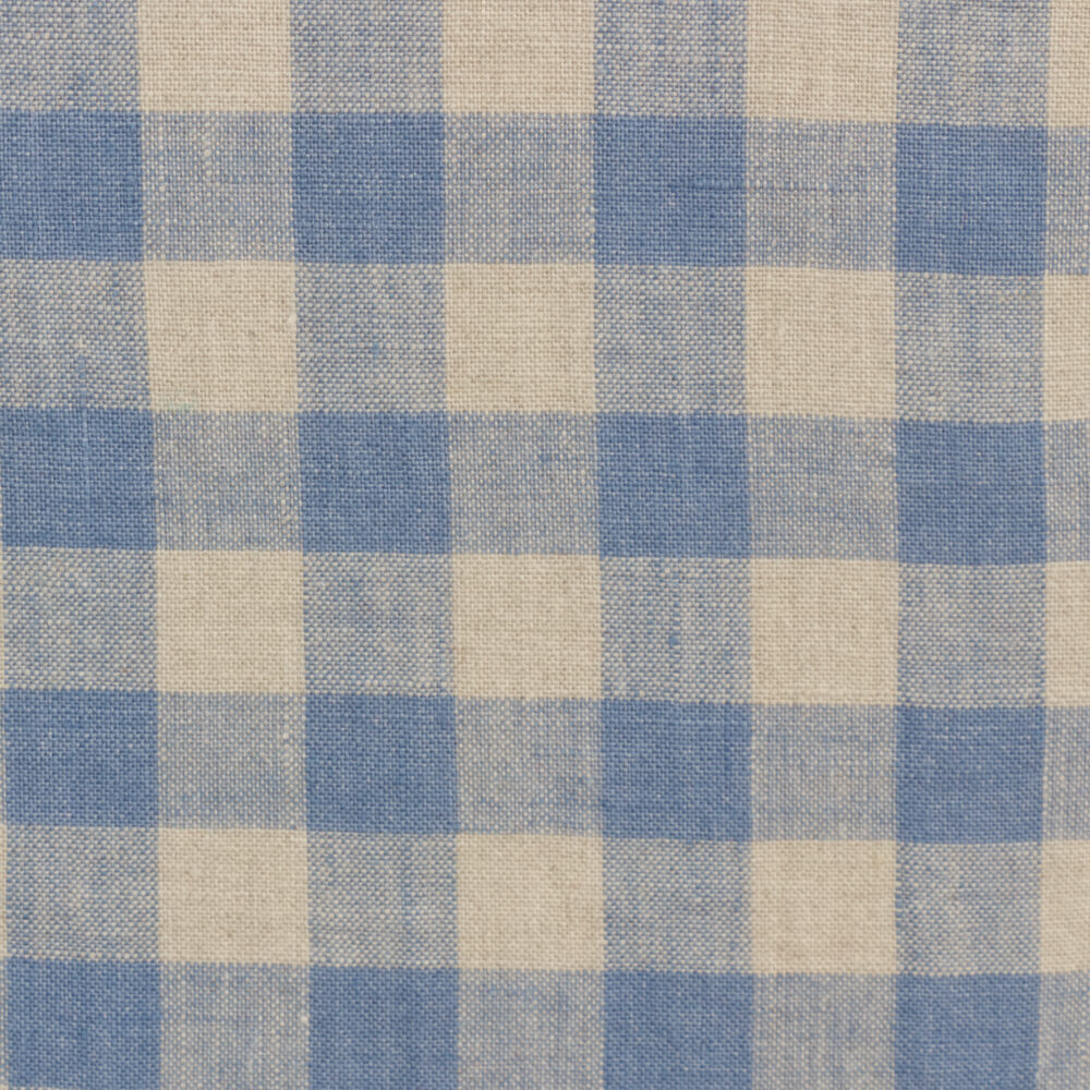 Washed Linen Gingham Blue Room Fabric