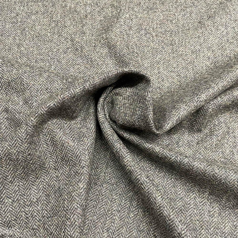 Abraham Moon Lambswool Herringbone Grey / Green Room Fabric
