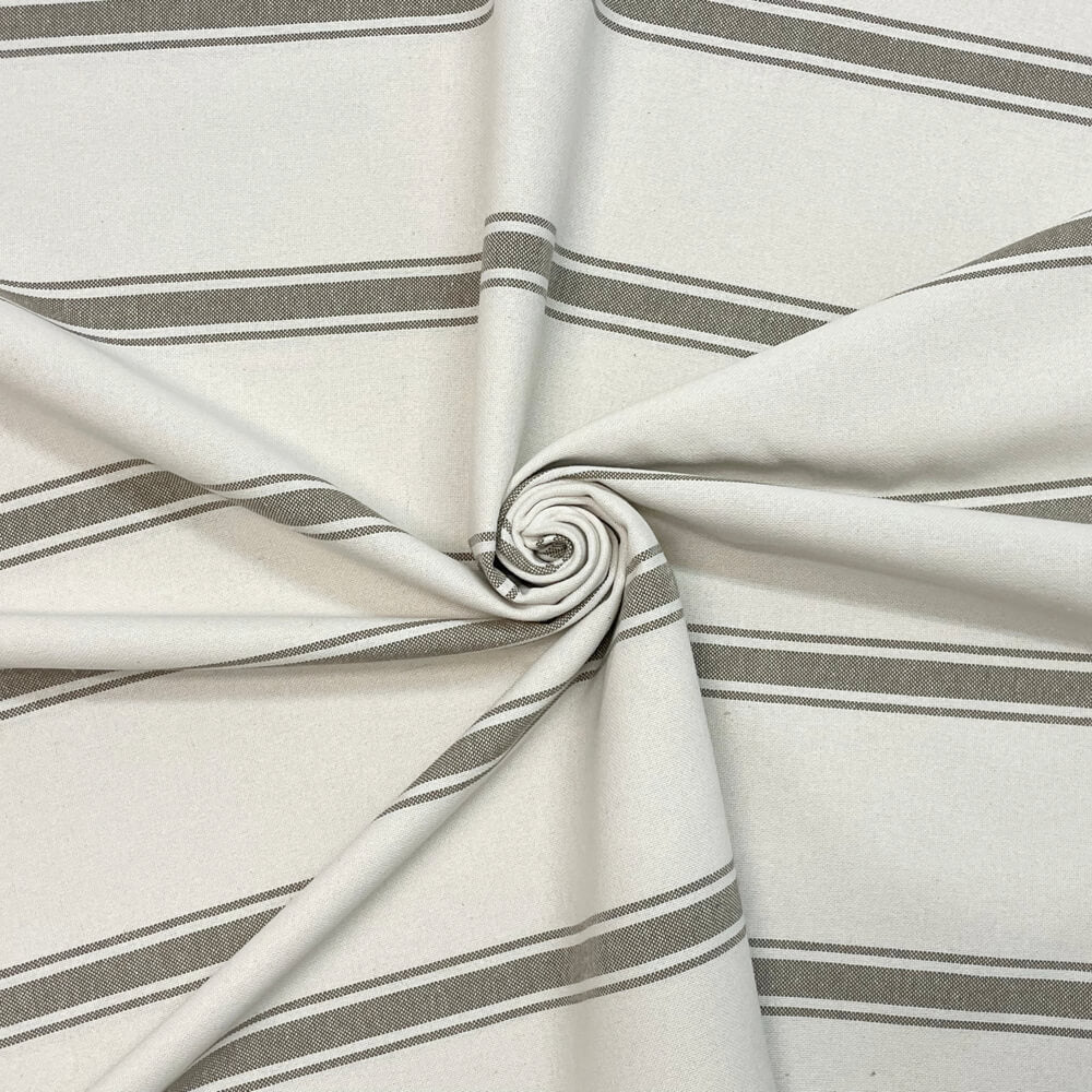 Lyon Stripe Taupe Double Width Room Fabric