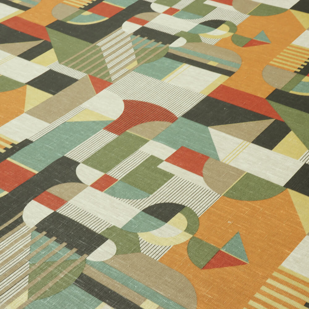 Abstract Clash Linen Room Fabric 4 - Green