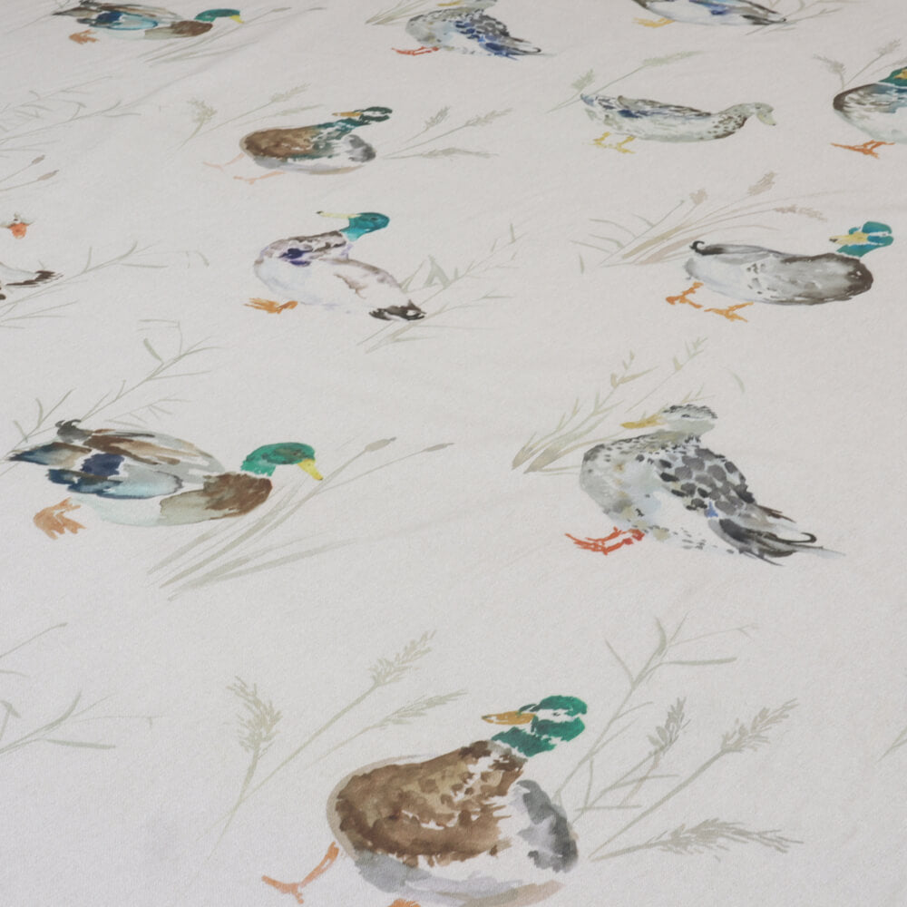Voyage Paddling Ducks Large Linen Room Fabric - Silver