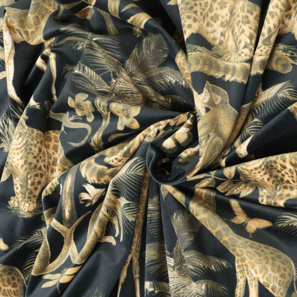 Wild Africa Gold Velvet Room Fabric