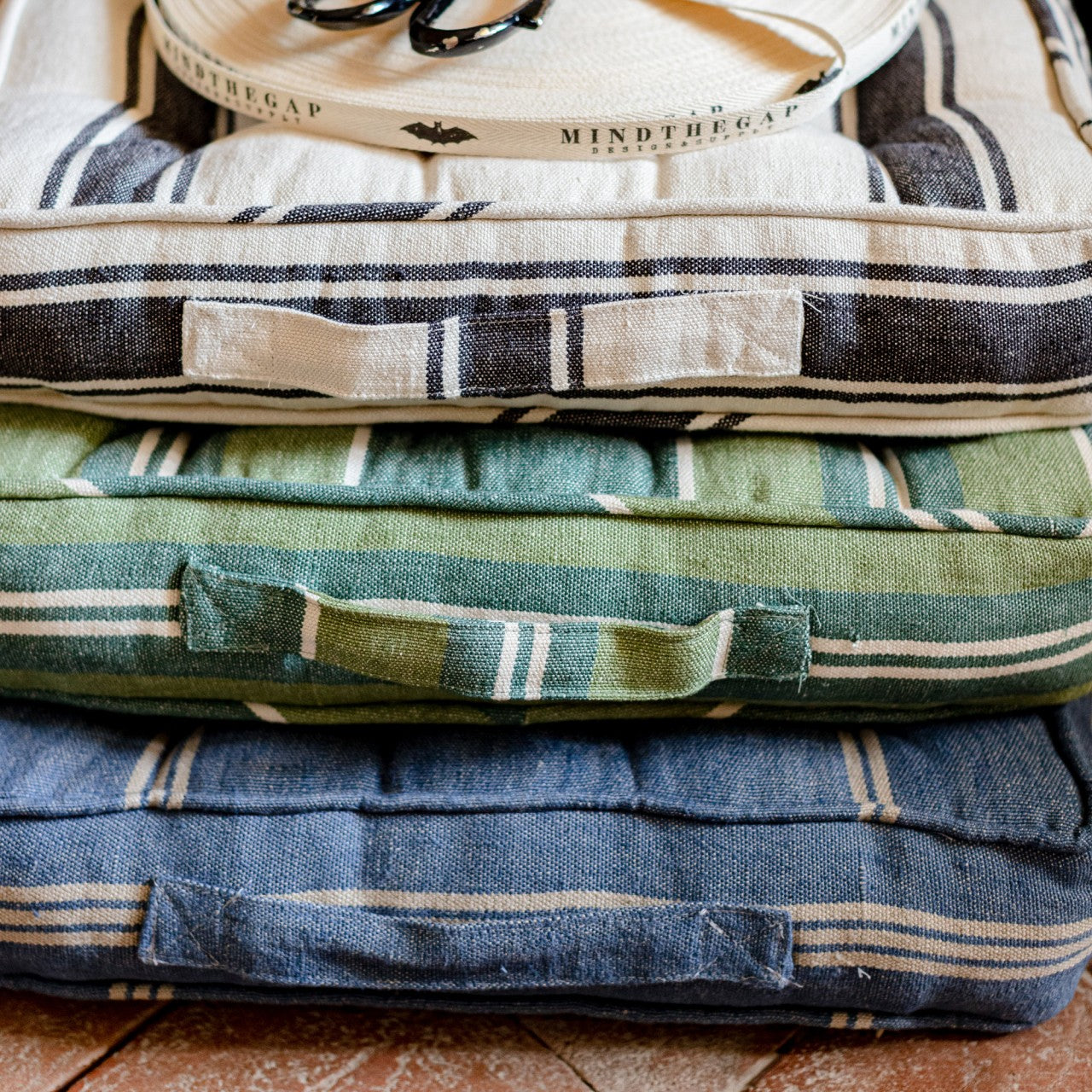 SZEPVIZ STRIPE Linen Chair Room Cushion 3 - Green