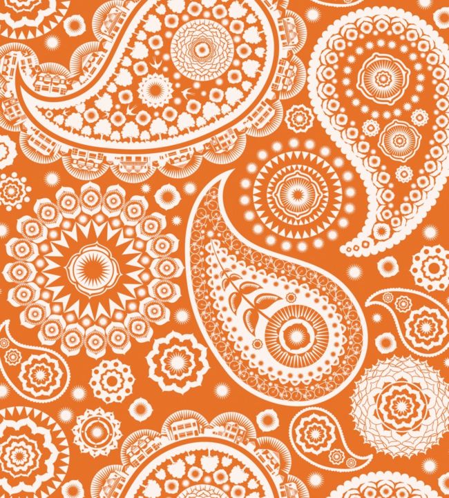 Paisley Crescent Wallpaper - Orange