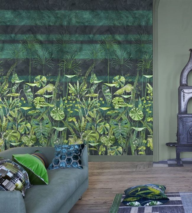 Arjuna Leaf Wallpaper - Viridian - PDG1088/01 - Designers Guild