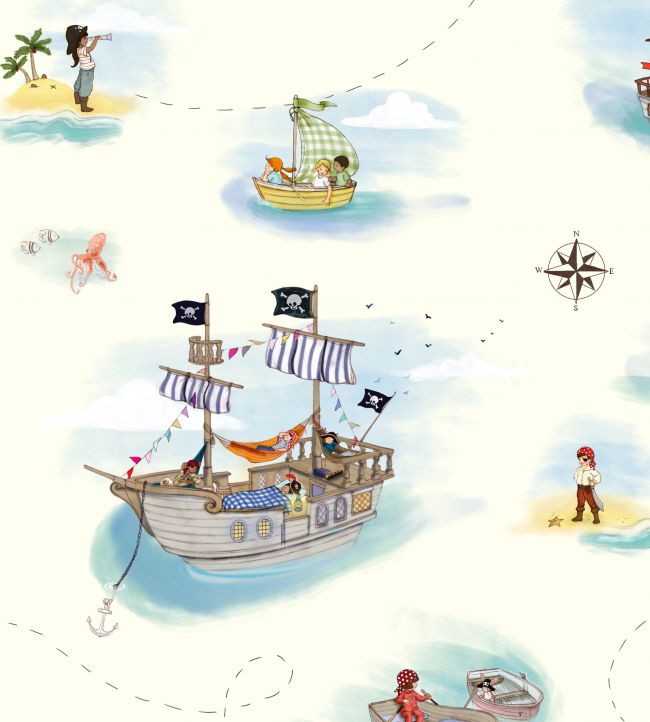 Pirates Fabric - Blue