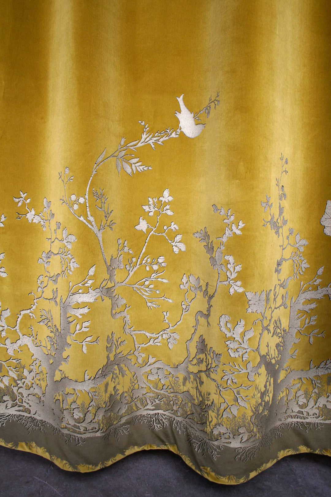 Birdbranch Room Velvet Panel Fabric 2 - Sand
