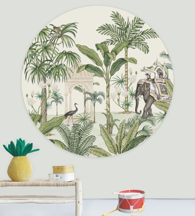 Sunday Walk Circle Room Mural - Green