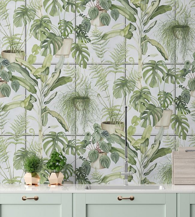 BMTD001-13A - The Green House Wallpaper - Sky Blue - Brand McKenzie