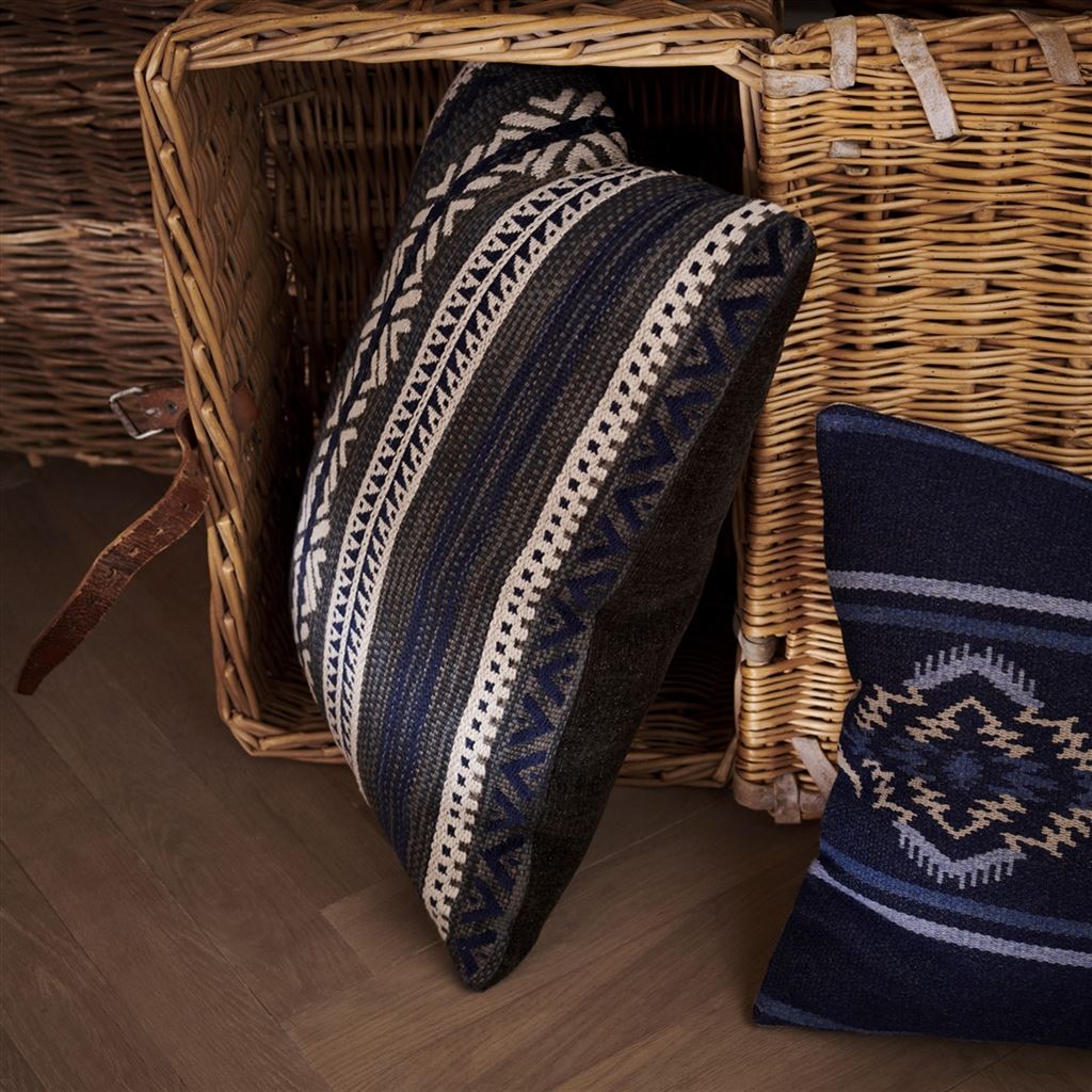 Mountain Pass Stripe Winter Room Cushion 3 - Gray