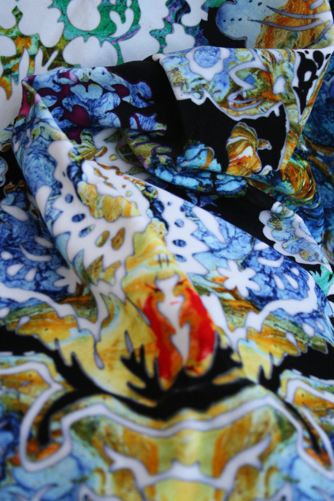 Damsel Damask Room Velvet Fabric 2 - Blue