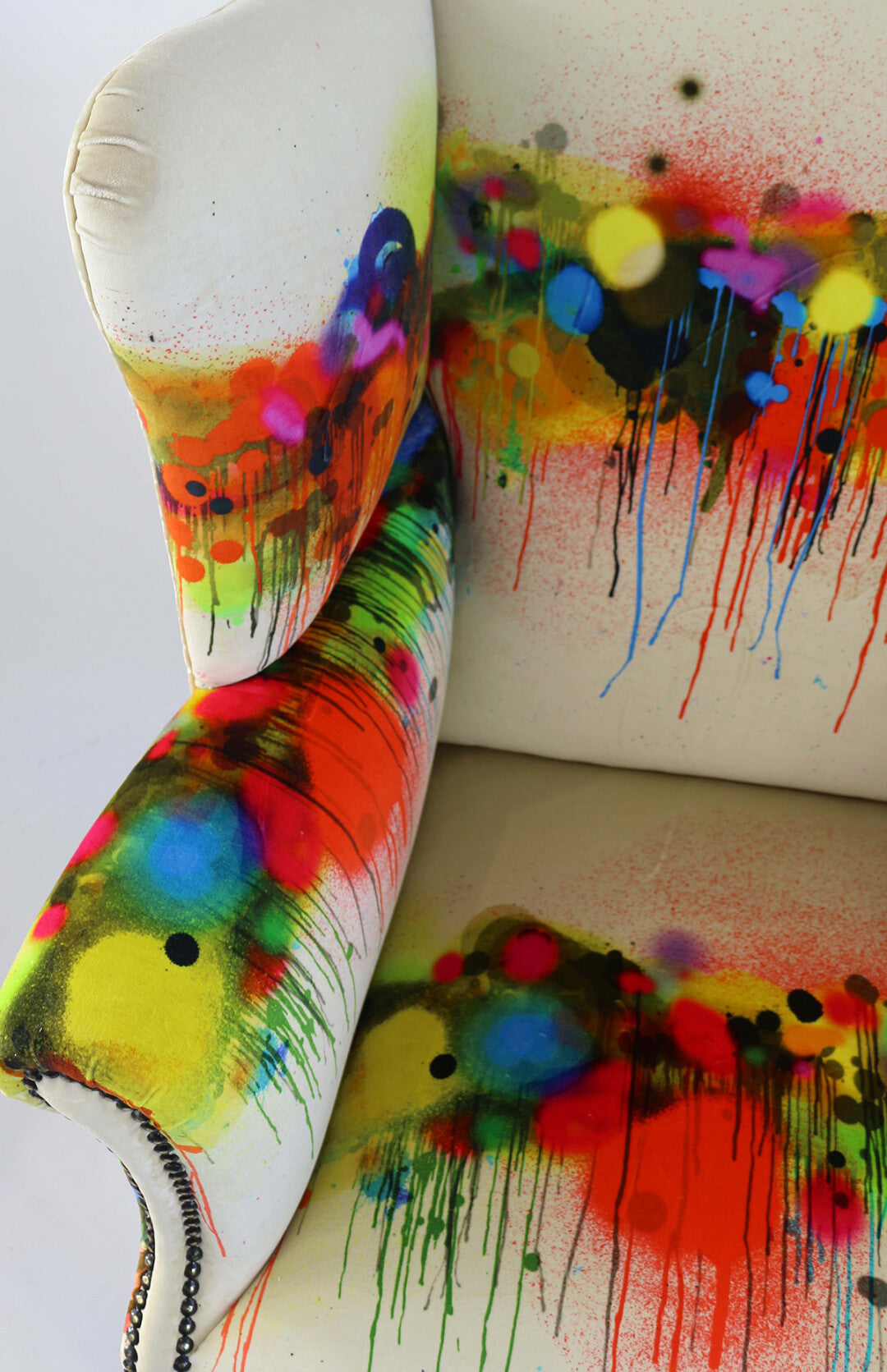 Graffiti Horizon Room Velvet Fabric 3 - Multicolor