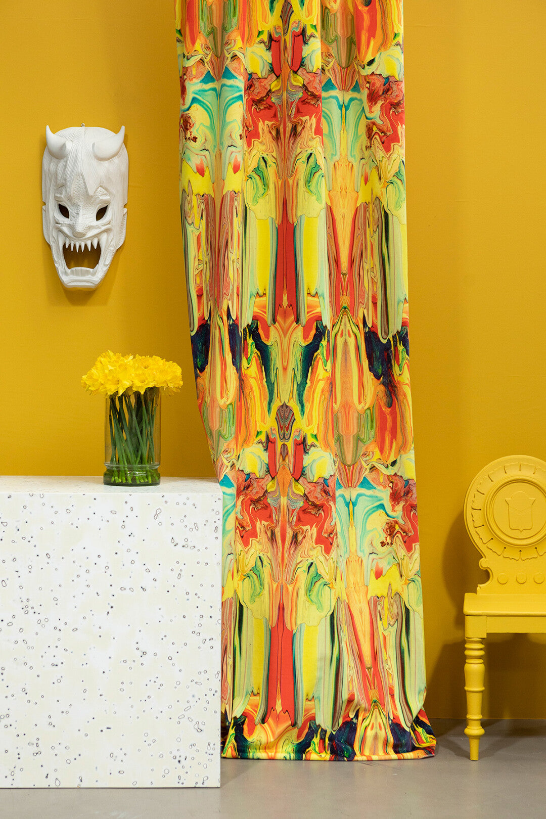 Marble Gum Room Velvet Fabric 4 - Multicolor