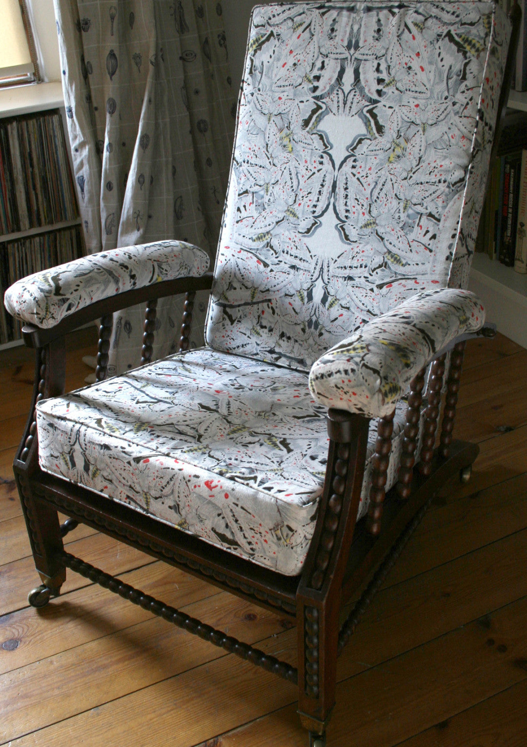 White Moth Allover Room Fabric 2 - Gray