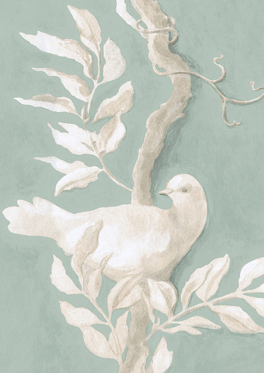 Doves Wallpaper - Aquamarine - Lewis & Wood
