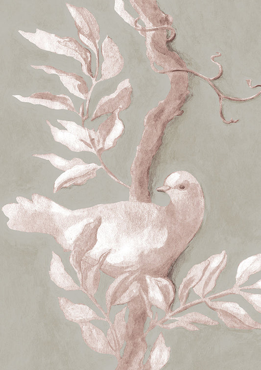 Doves Wallpaper - Flax - Lewis & Wood