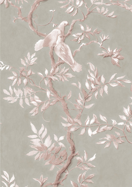 Doves Wallpaper - Flax - Lewis & Wood