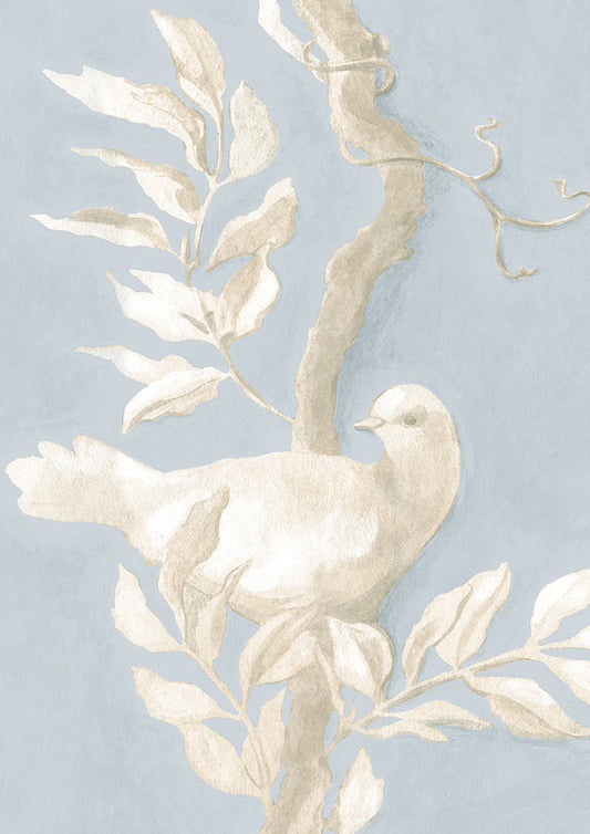 Doves Wallpaper - Summer Blue - Lewis & Wood