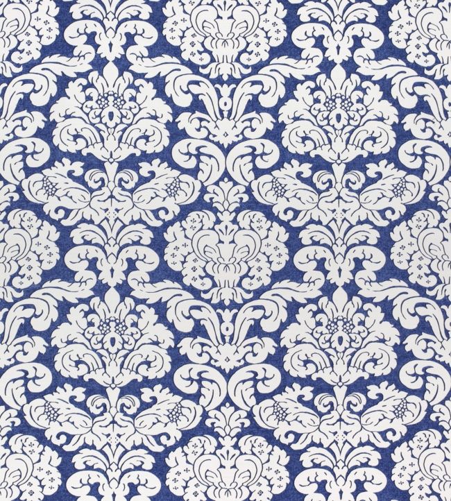 Trelawny Damask Fabric - Blue