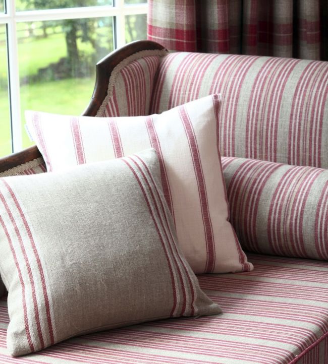 Angus Stripe Room Fabric - Red