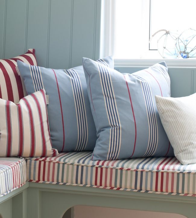 Worthing Stripe Room Fabric - Blue