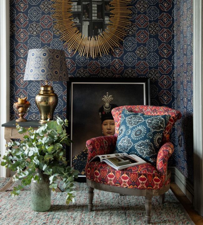 Ajrak Room Fabric - Blue