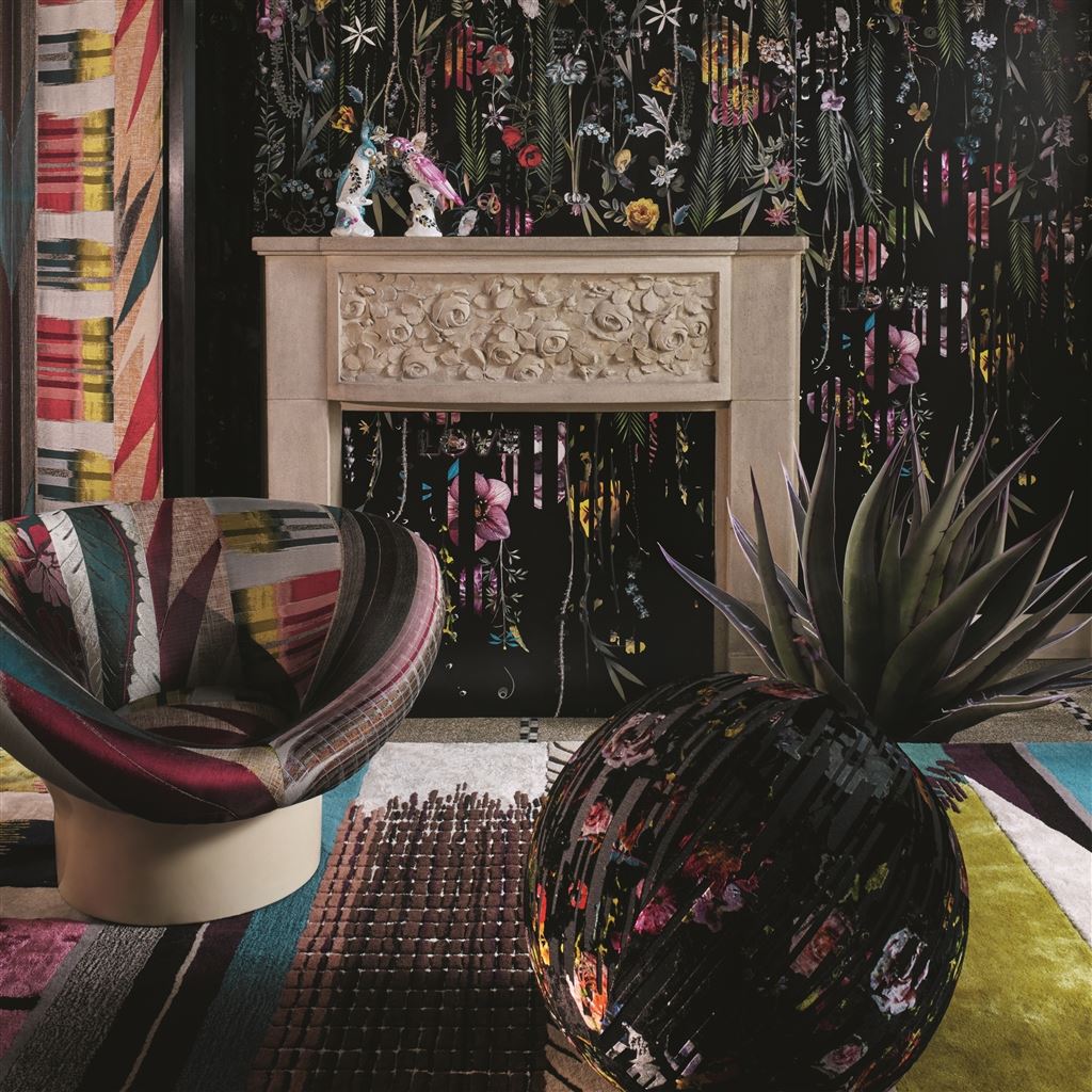 Babylonia Nights Soft Crepuscule Room Fabric 3 - Black